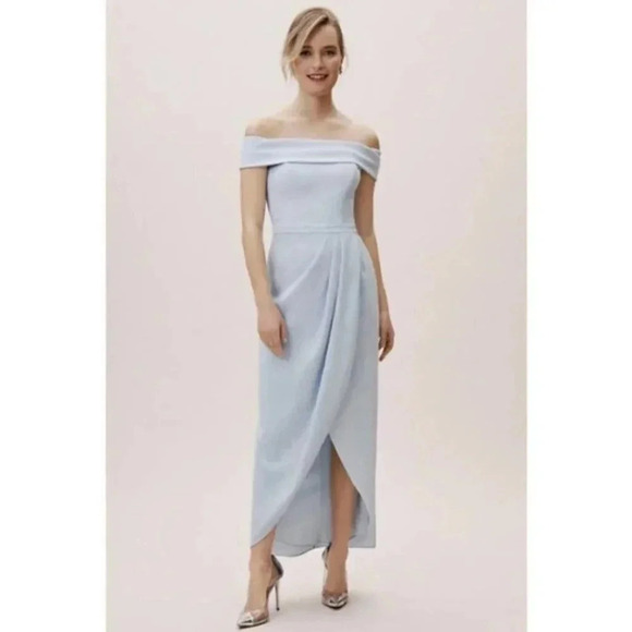NWT Anthropologie BHLDN Maxi Dress Off Shoulder Formal Long Thompson Aqua Bliss - Picture 11 of 12